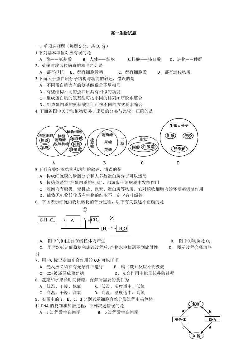 高一生物试题