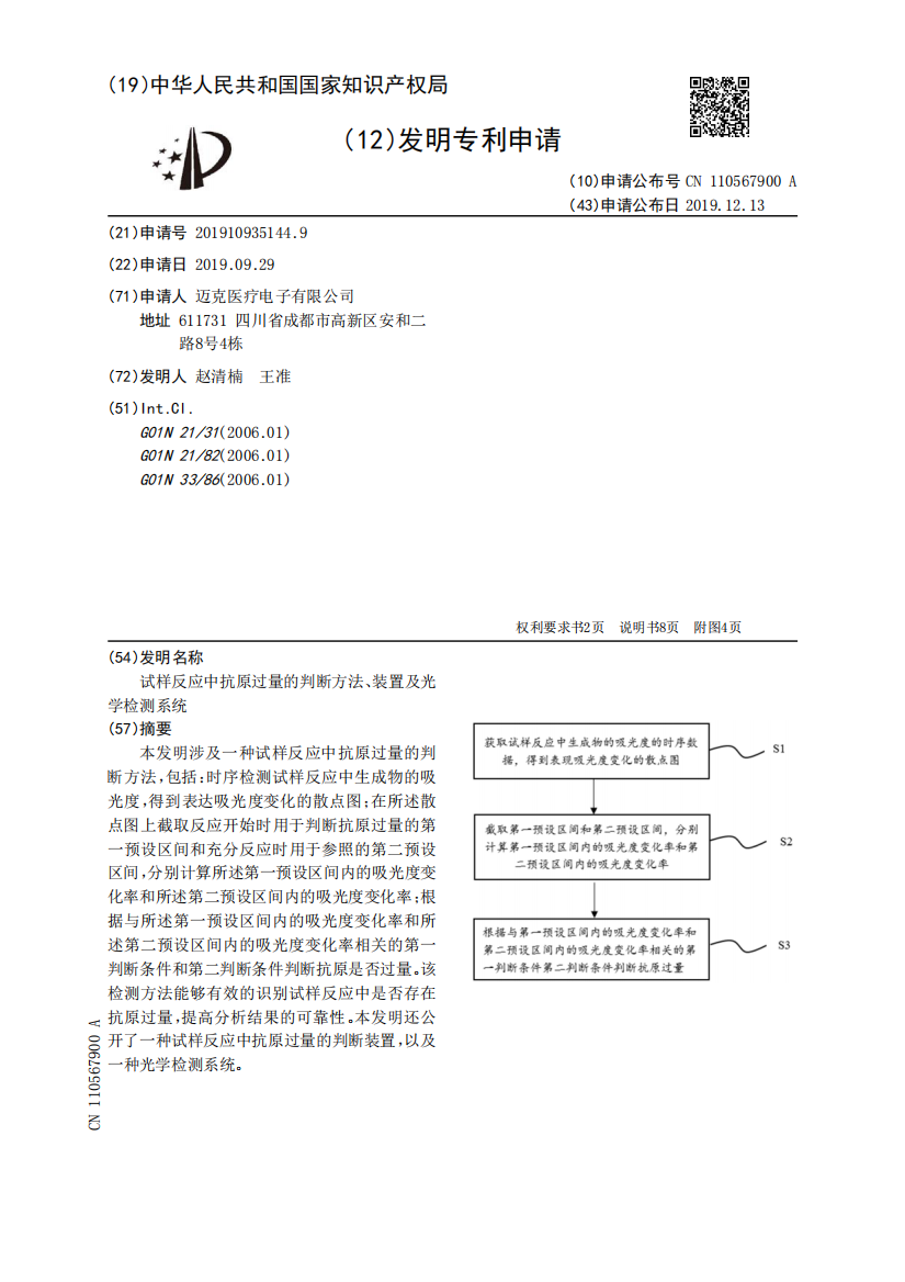 试样反应中抗原过量的判断方法、装置及光学检测系统