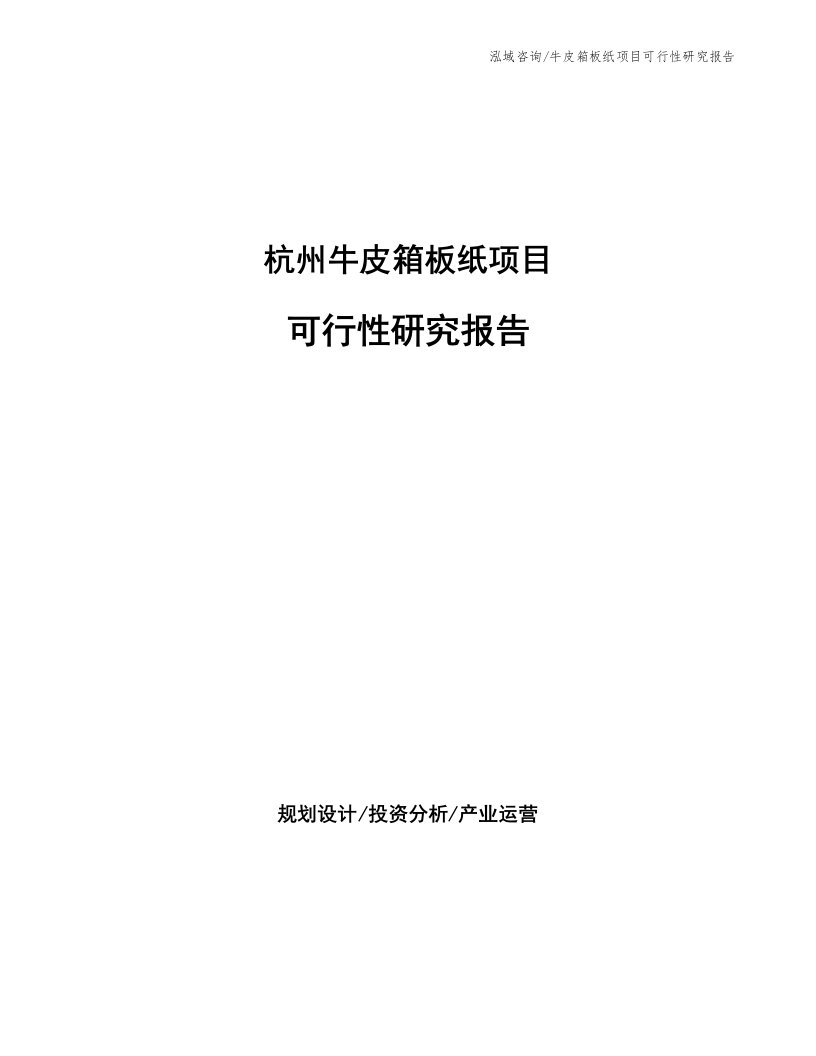 杭州牛皮箱板纸项目可行性研究报告（参考模板）