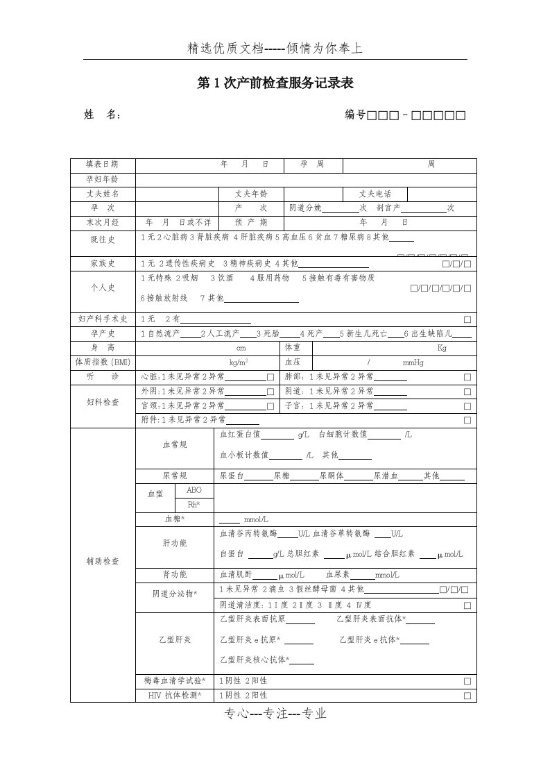 孕产妇检查服务记录表(共6页)