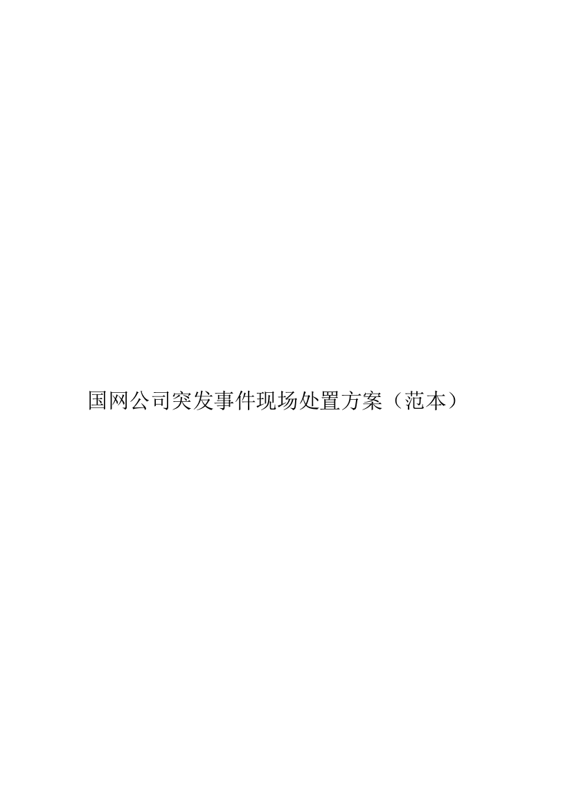 国网公司现场突发事件处置方案