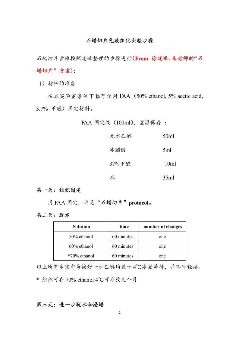 免疫组化实验步骤