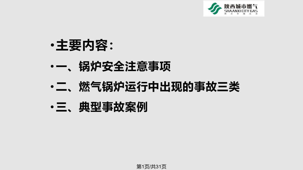 天然气锅炉用户安全用气宣传PPT课件