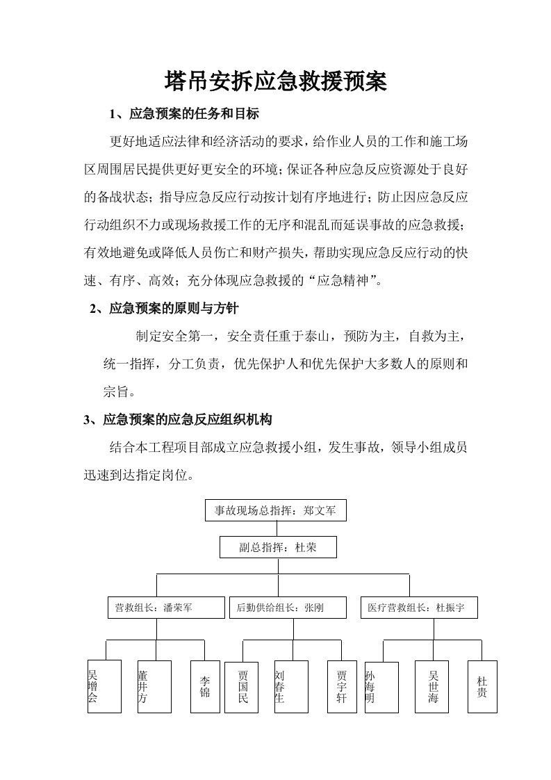 塔吊安拆应急预案