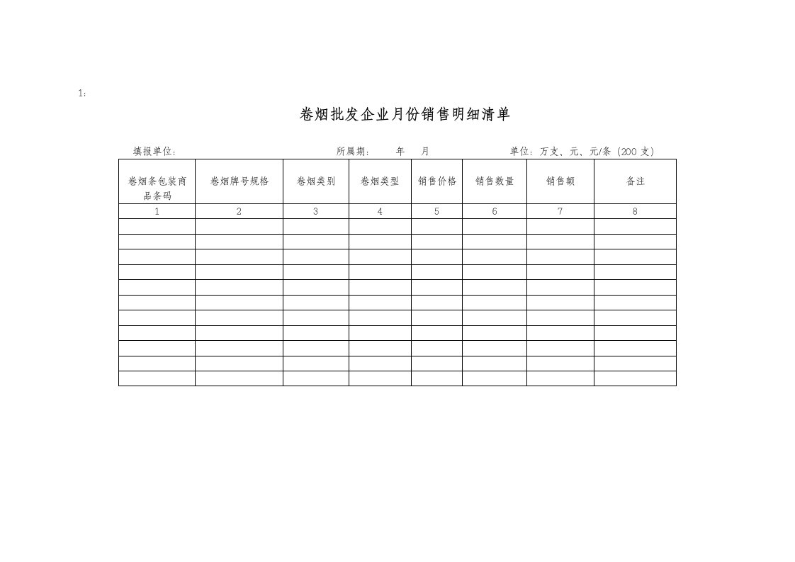 烟草行业-烟草企业报表