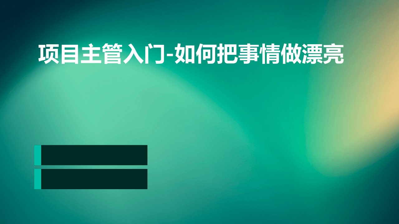 项目主管入门-如何把事情做漂亮