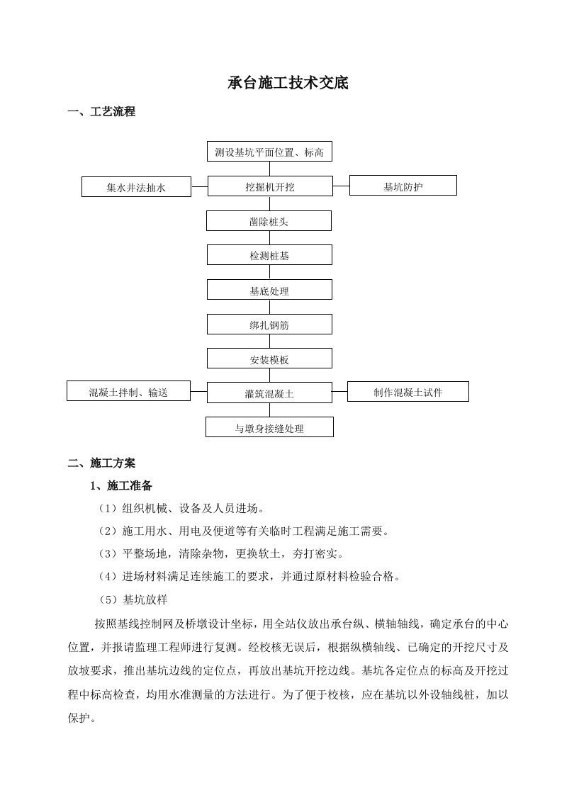 承台施工技术交底