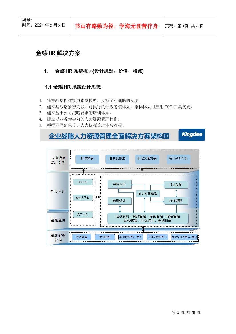 金蝶HR系统解决方案