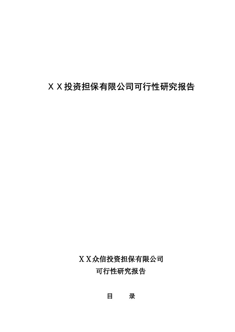 投资担保有限公司可行性研究报告