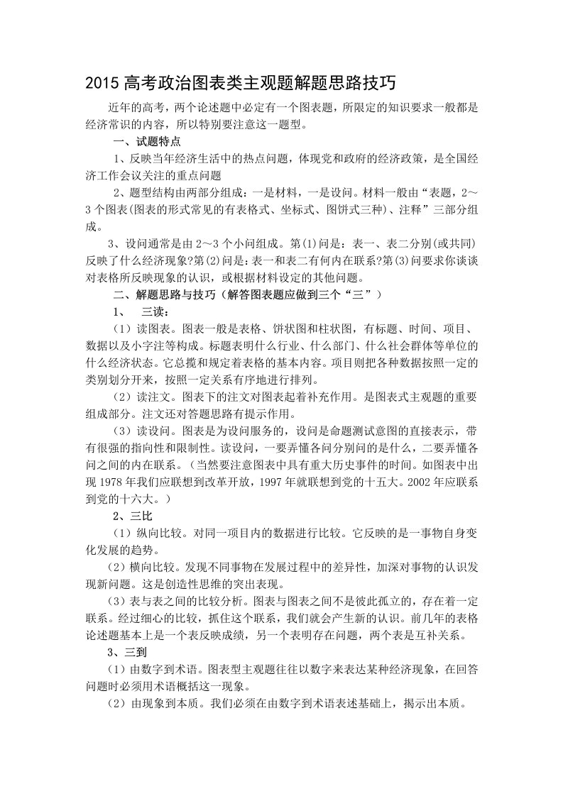 高中政治图表类试题解题技巧