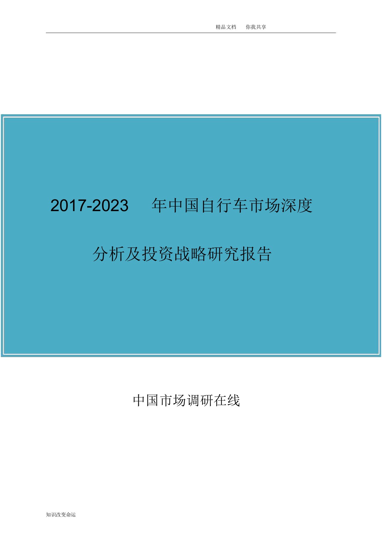 中国自行车市场分析报告