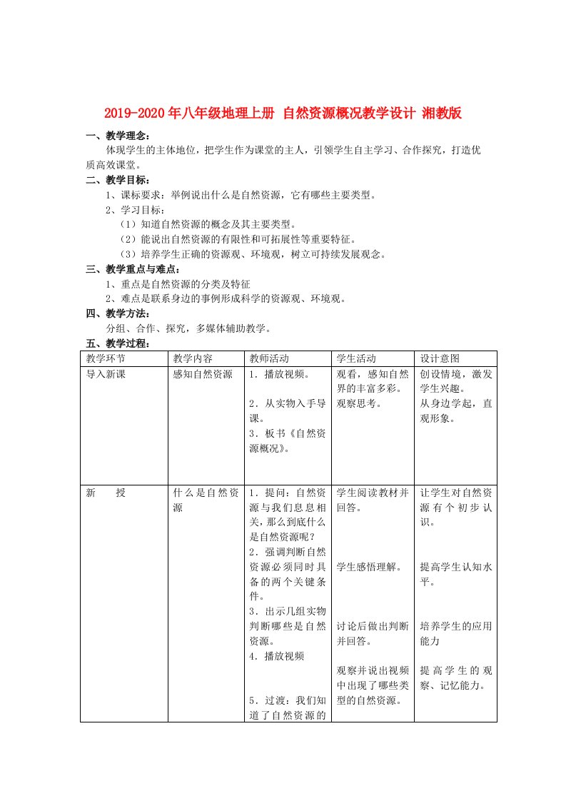 2019-2020年八年级地理上册