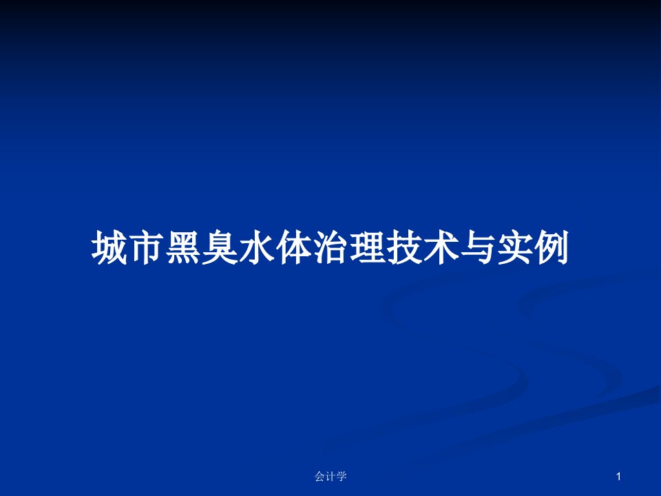 城市黑臭水体治理技术与实例PPT教案