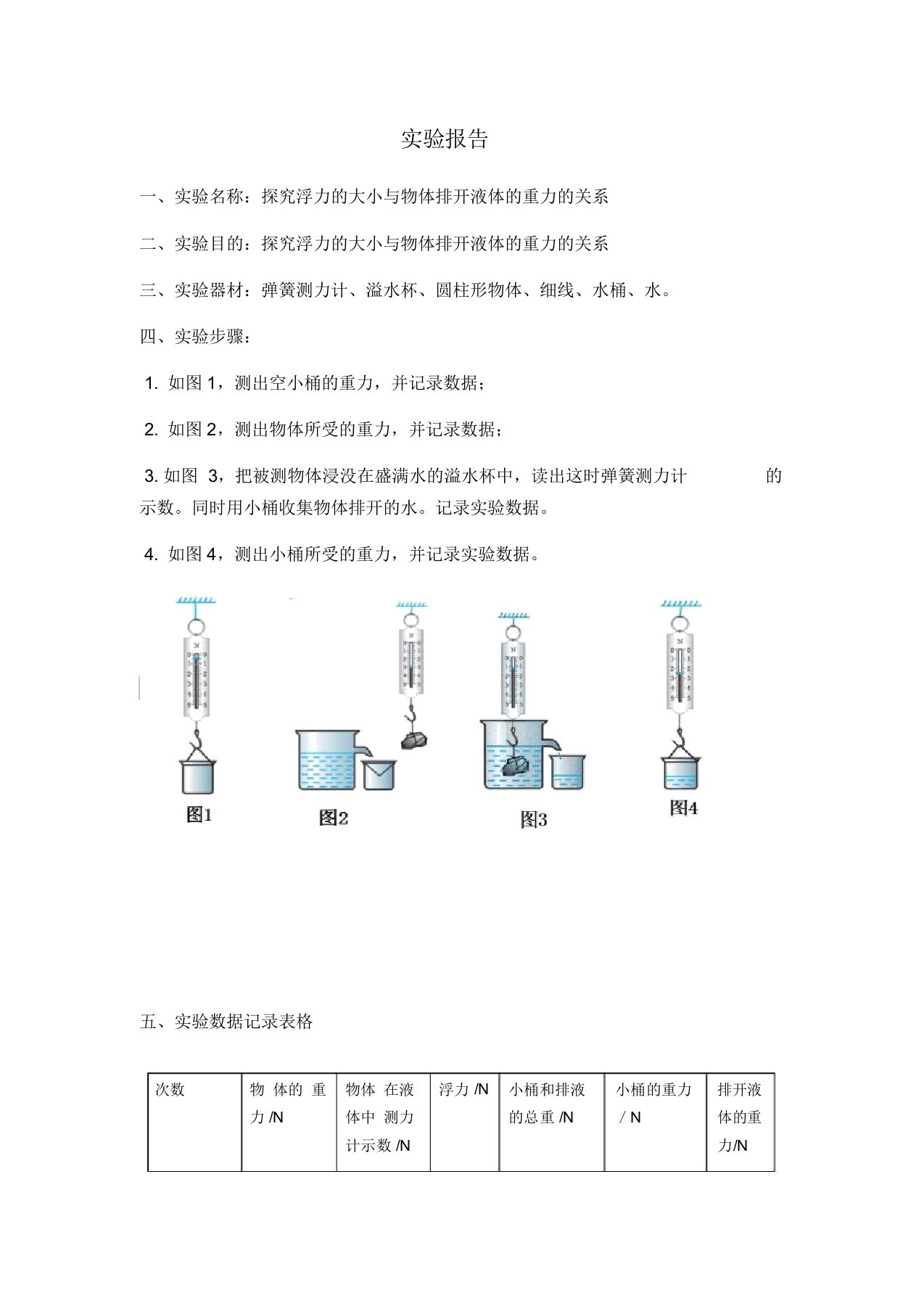 阿基米德原理实验报告