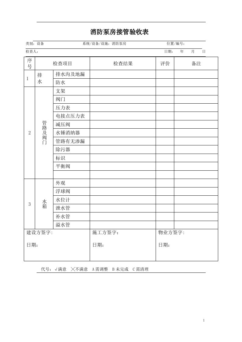 4消防泵房验收记录表