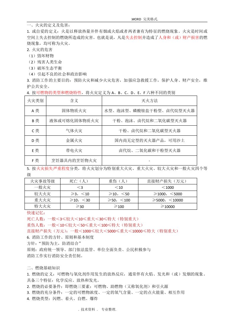 消防员考试资料全