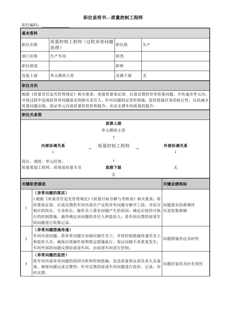 质量工程师的工作内容与职责