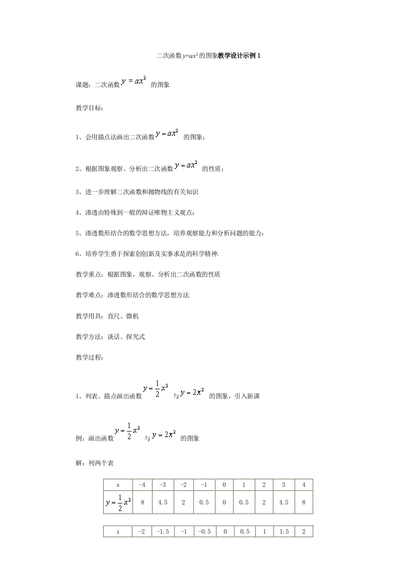 【小学中学教育精选】二次函数y