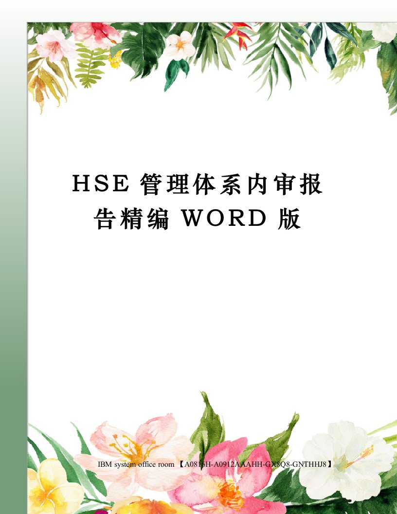 HSE管理体系内审报告精编WORD版