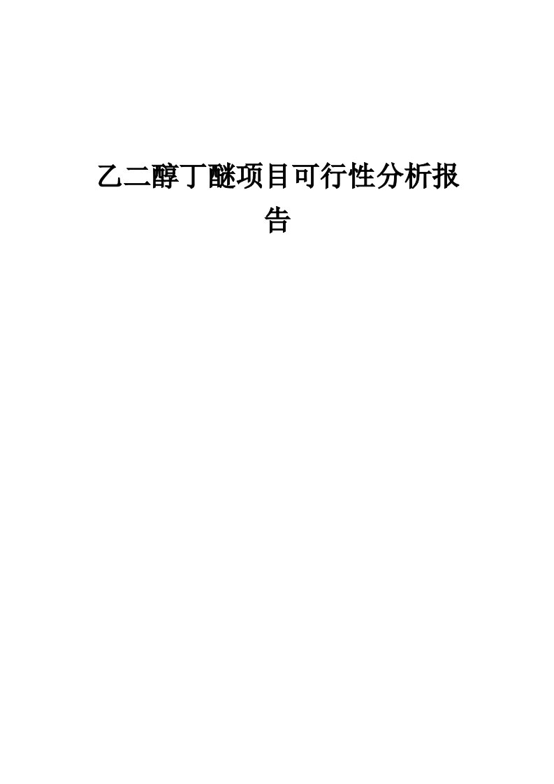 2024年乙二醇丁醚项目可行性分析报告