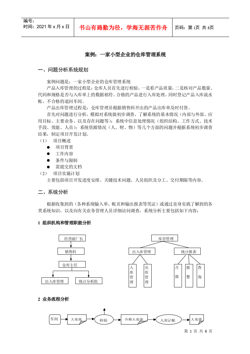 【2022精编】一家小型企业的仓库管理系统