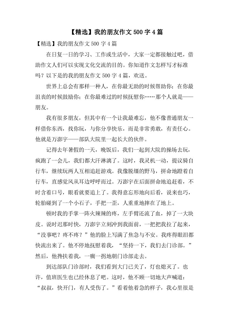 我的朋友作文500字4篇