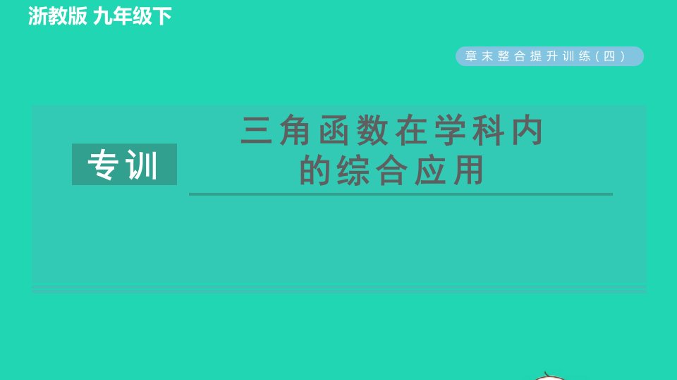 2022春九年级数学下册第1章解直角三角形整合提升训练四三角函数在学科内的综合应用习题课件新版浙教版