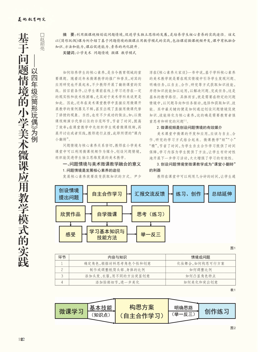 基于问题情境的小学美术微课应用教学模式的实践——以四年级《筒形玩偶》为例