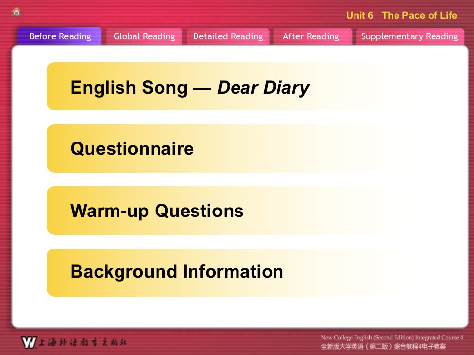 全新版大学英语综合教程4ppt电子教案Unit6