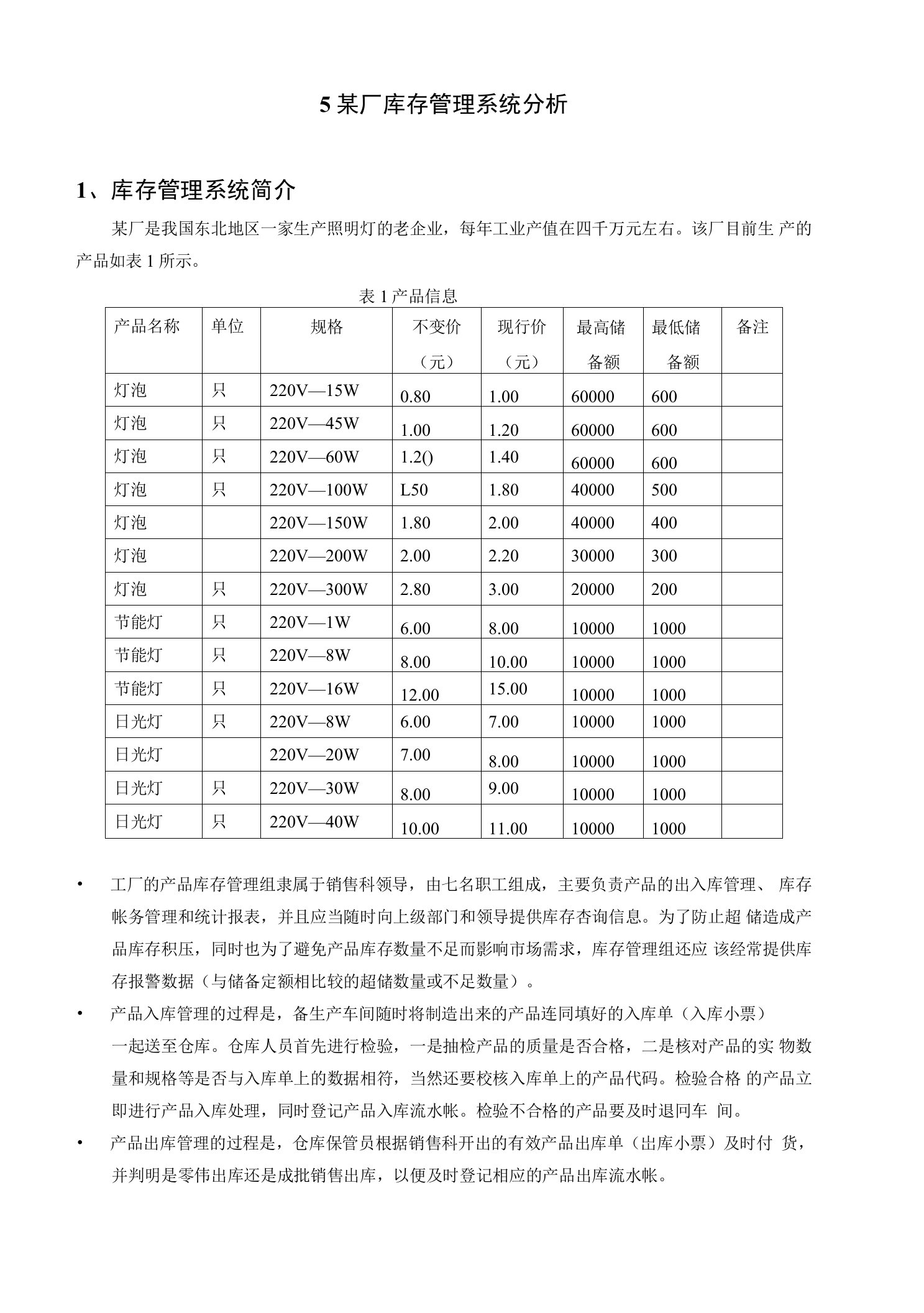 5某厂库存管理系统分析