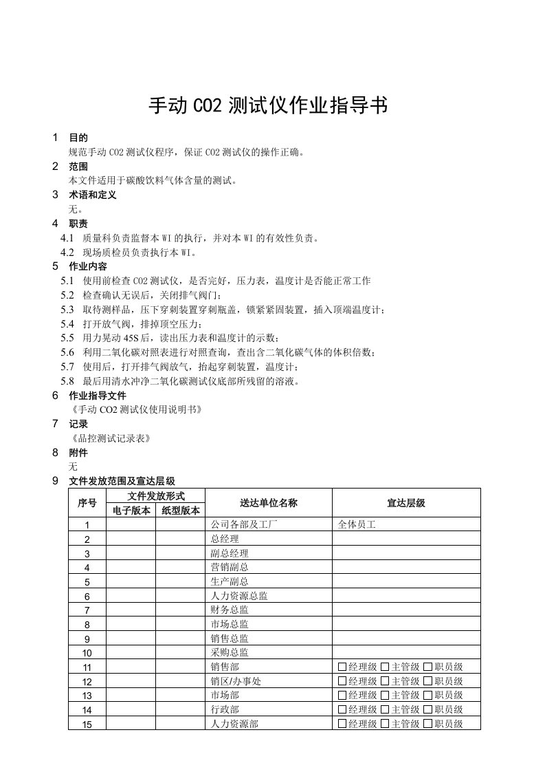 手动CO2测试仪作业指导书