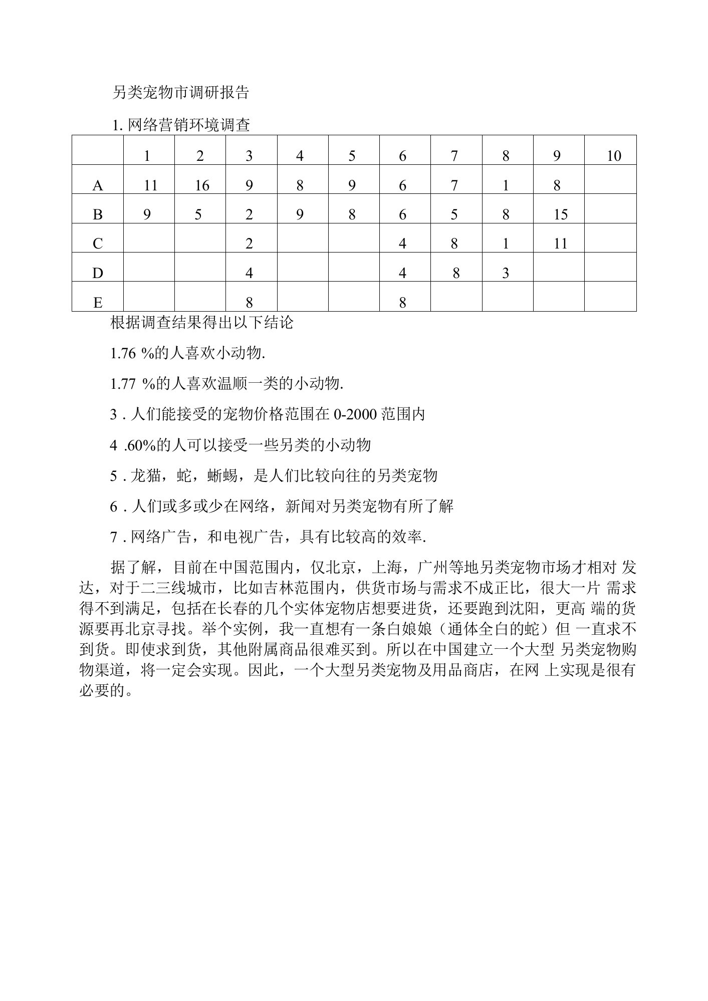 另类宠物市场调研报告