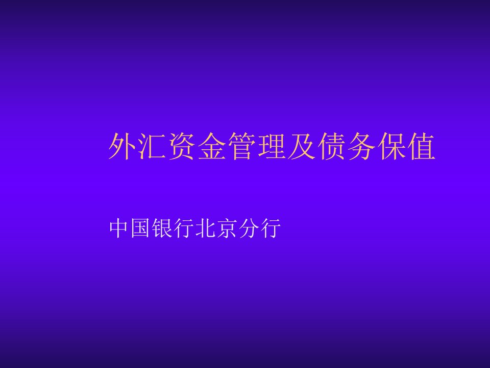 金融保险-银行外汇资金管理及债务保值