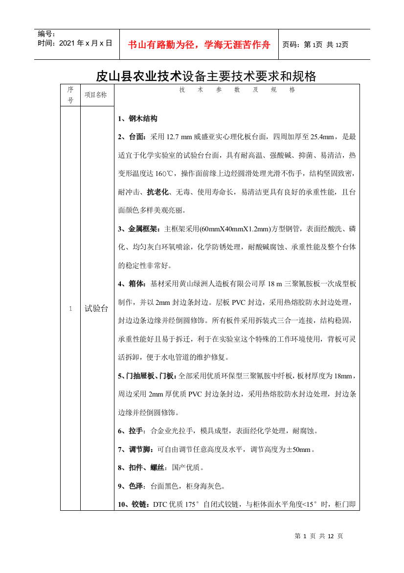 皮山县农业技术设备采购主要技术要求和规格doc-皮山县农