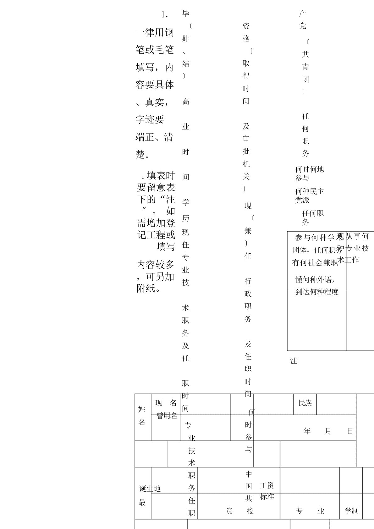 初级专业技术职务任职资格评审表