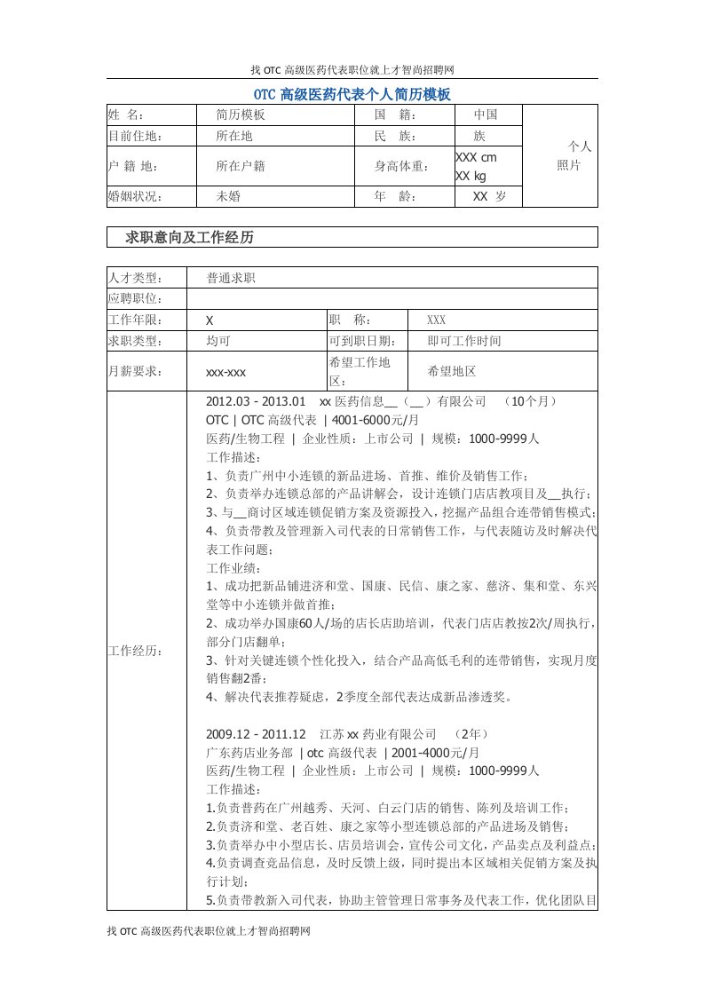 otc高级医药代表