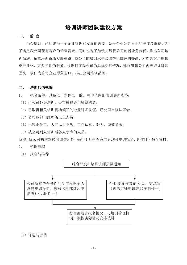 内训师队伍建设方案