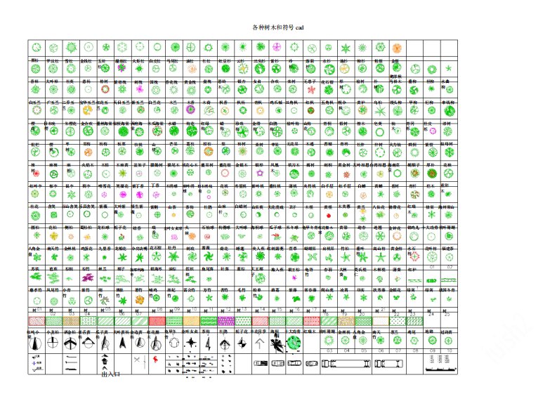 各种树木和符号cad