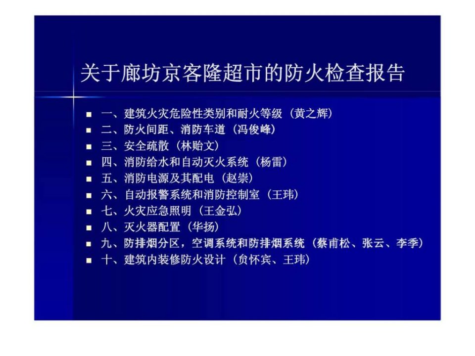 廊坊市京客隆超市防火检查报告