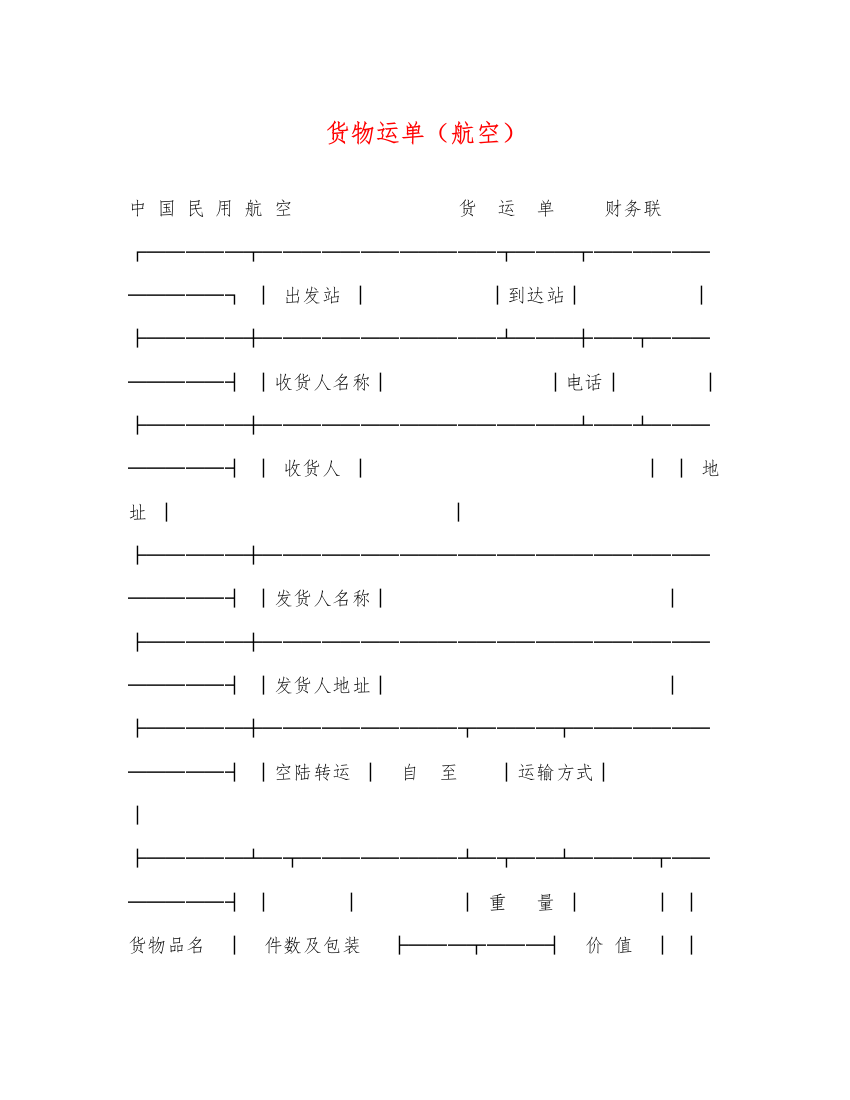 2022年货物运单（航空）2