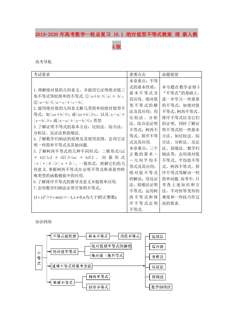 2019-2020年高考数学一轮总复习