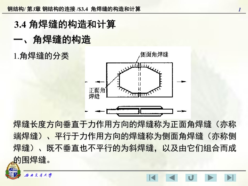 3.4角焊缝的构造和计算