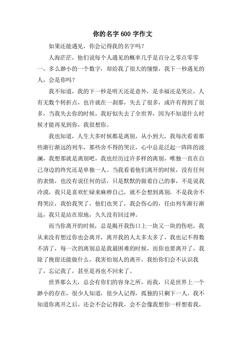 你的名字600字作文