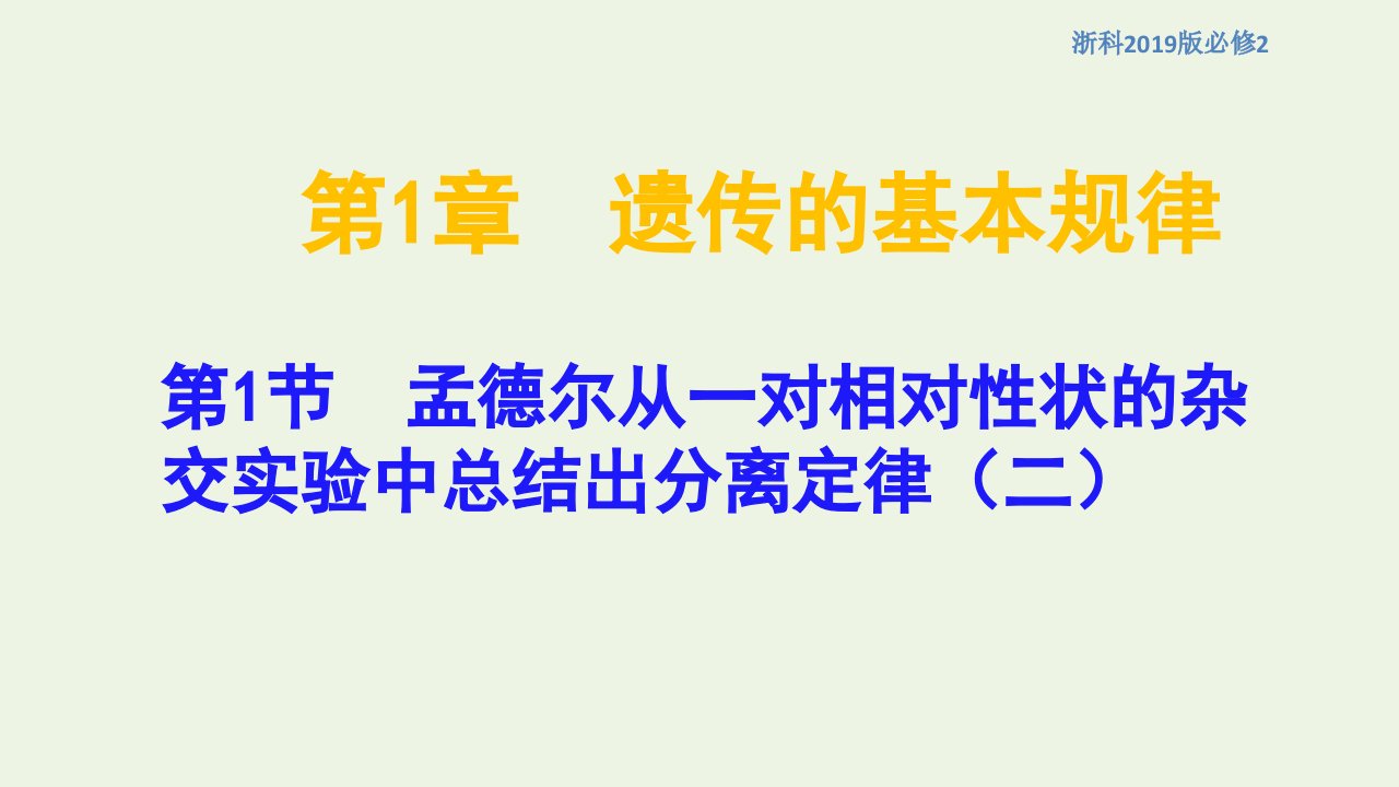 新教材高中生物第一章孟德尔定律第一节孟德尔从一对相对性状的杂交实验中总结出分离定律课件4浙科版必修2