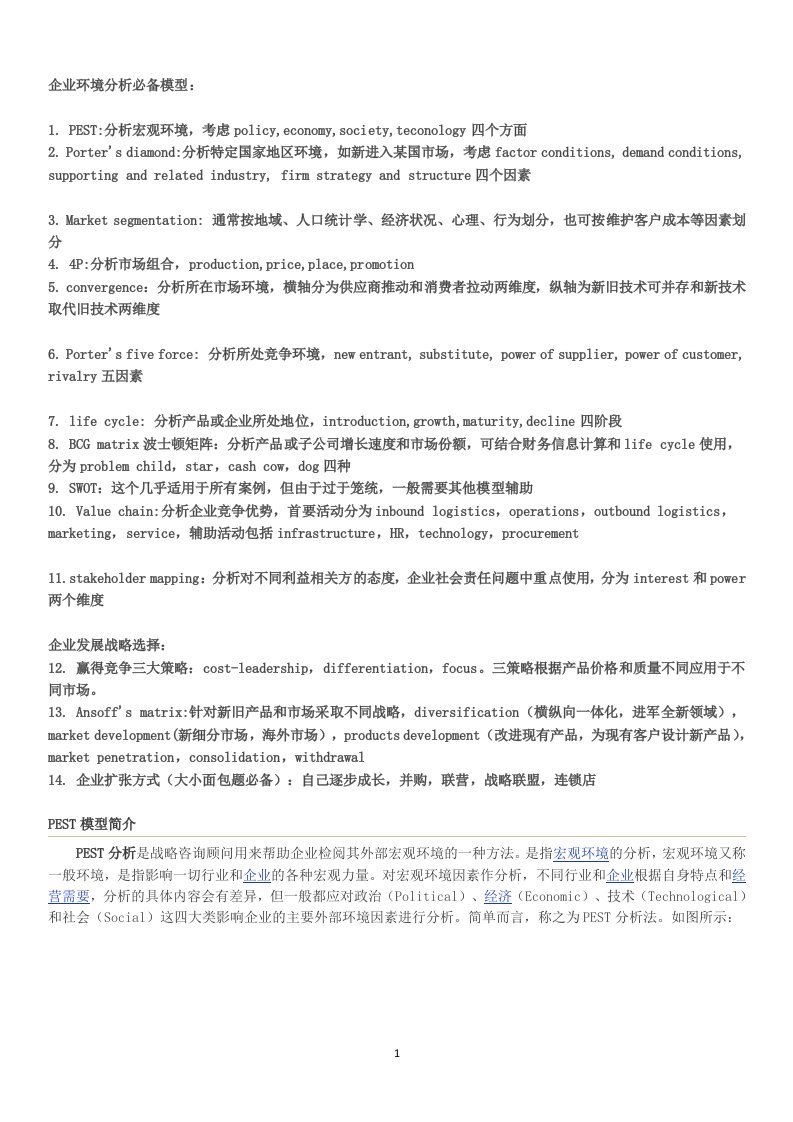 企业环境分析必备模型.docx