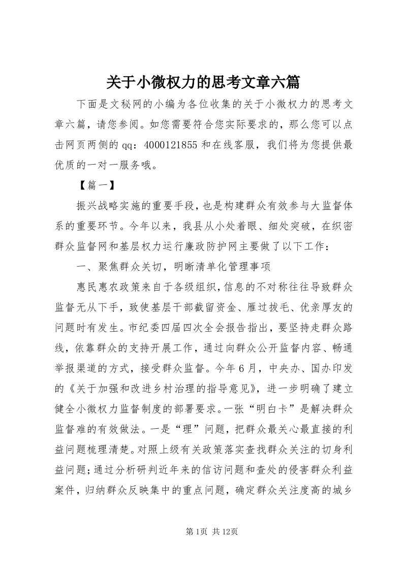 3关于小微权力的思考文章六篇