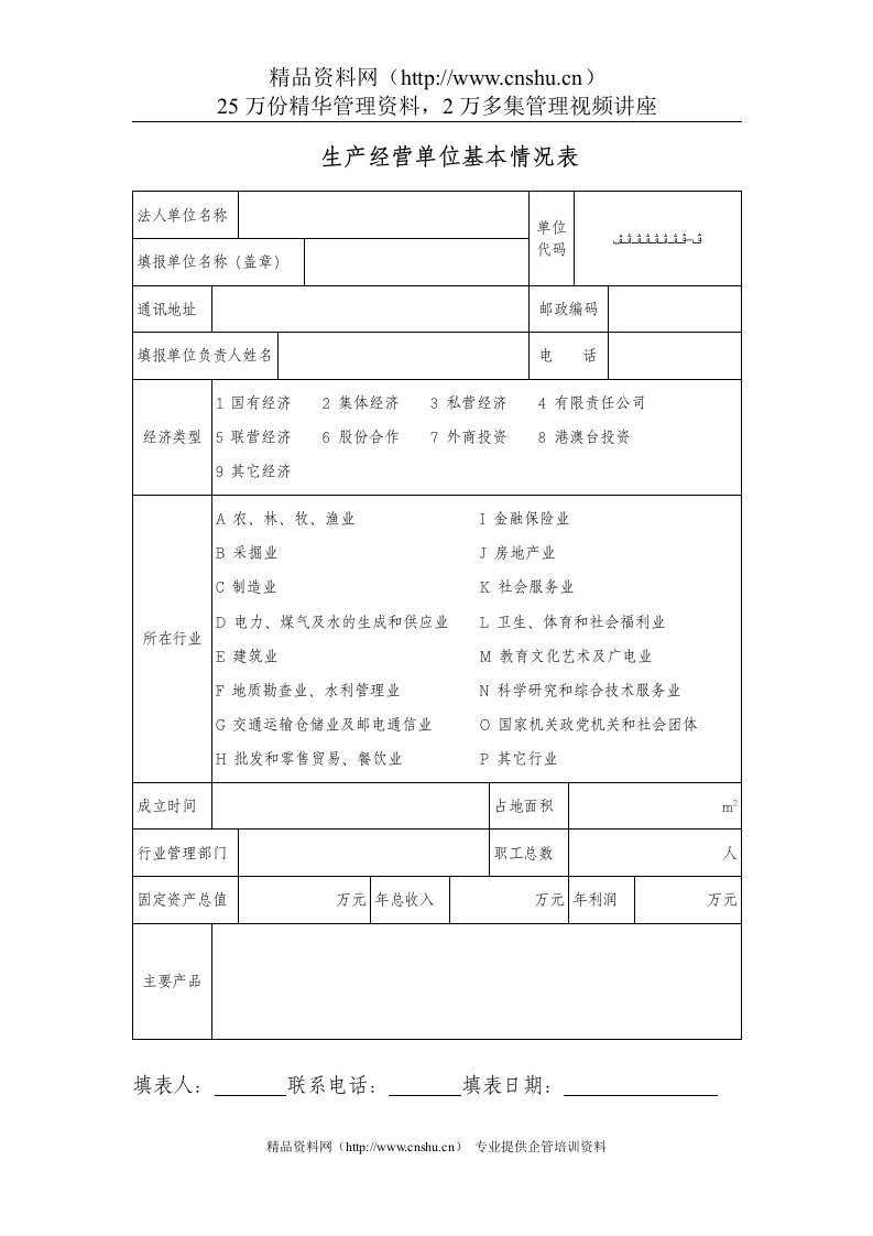 生产经营单位基本情况表--hyg9898