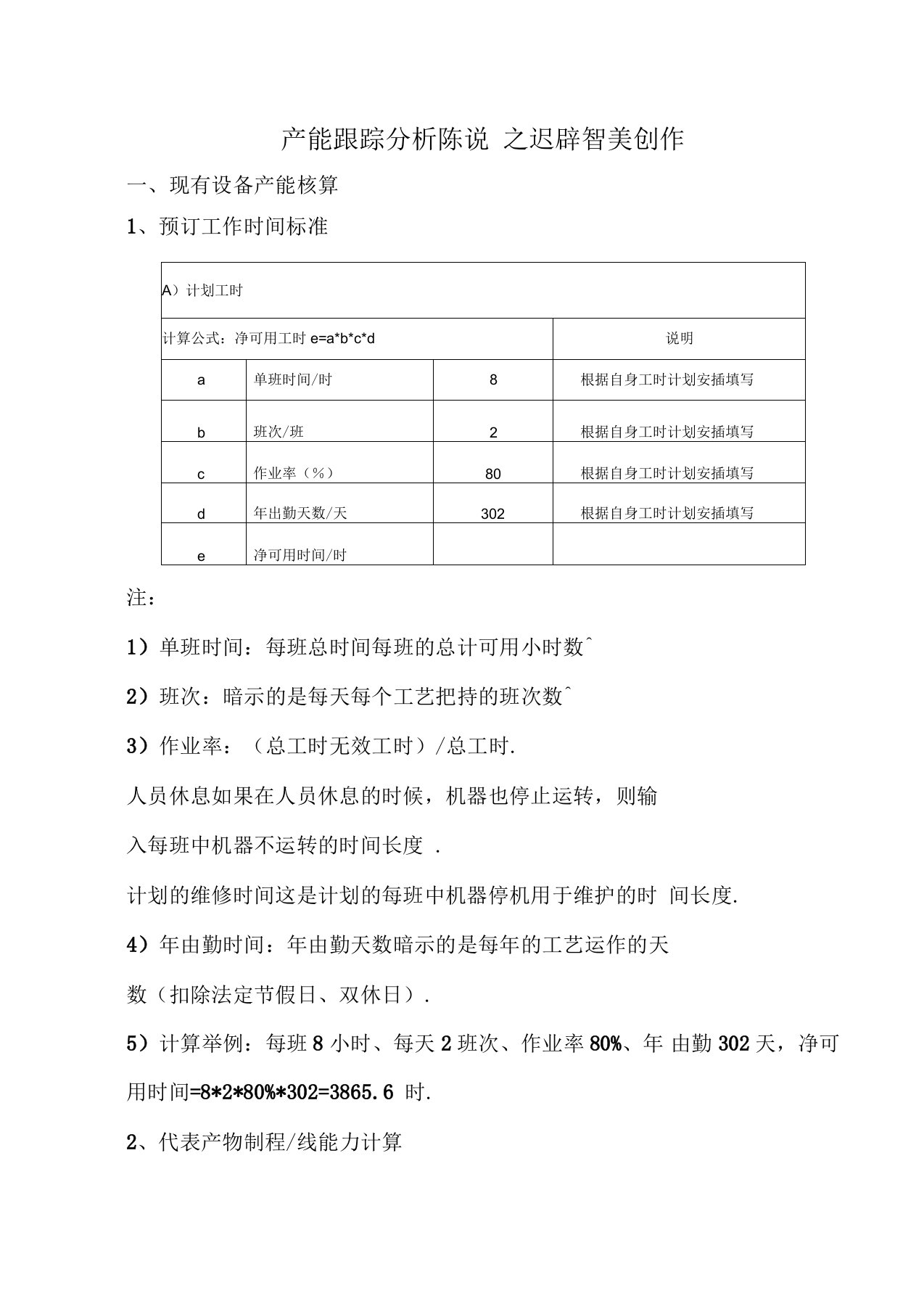 某公司产能分析报告(模板)