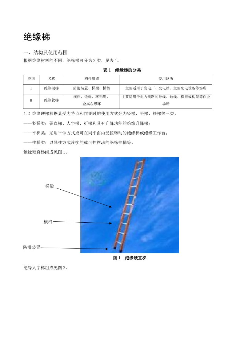 绝缘梯技术规范说明