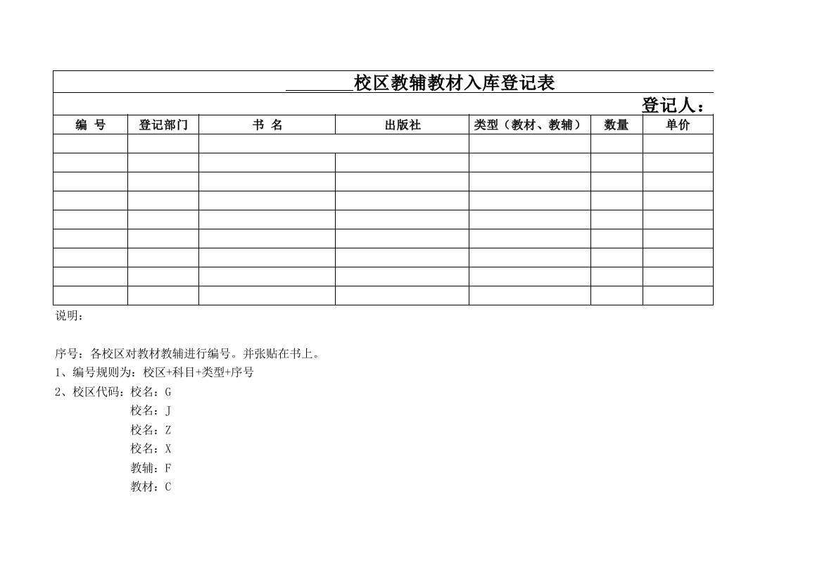 24附件二十四：教材教辅入库登记表